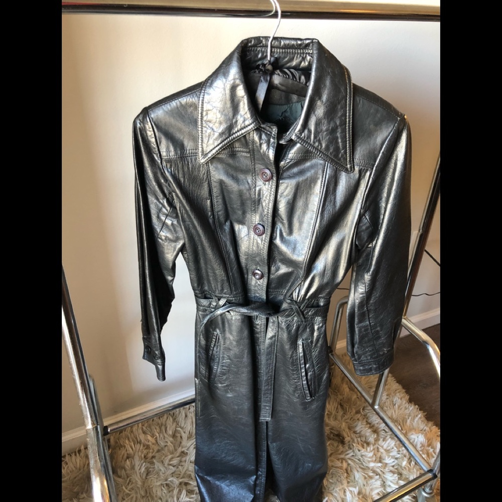 Vintage Genuine Leather Trench Coat w/ Belt